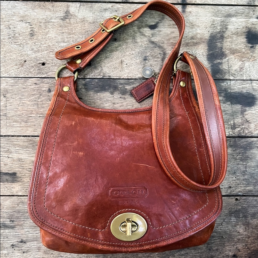Vintage Coach Legacy 65th Anniversary Cognac Vachetta Leather Crossbody Bag